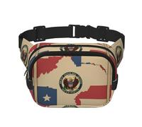 Map03 Sac banane carré double couche avec drapeau de l'État du Dakota du Nord abstrait Mini ceinture réglable pour exercice, course à pied, voyage, randonnée, noir, One Size