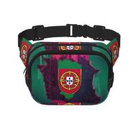 Map03 Sac banane carré double couche avec drapeau portugais abstrait Mini réglable Ceinture Sac Exercice Course Voyage Randonnée, noir, One Size
