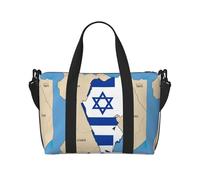 Map03 Sac de voyage à bandoulière avec fermeture éclair Motif drapeau israélien abstrait décontracté pour week-end et salle de sport shopping, Noir , Taille unique, Sac de voyage
