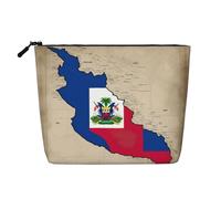 Map03 Trousse de maquillage avec drapeau haïtien abstrait pour femme, grande capacité, parfaite pour les voyages et un usage quotidien, Noir , Taille unique