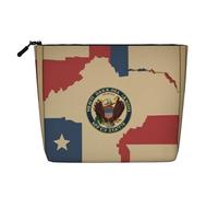 Map03 Trousse de toilette imprimée drapeau du Dakota du Nord abstrait Grande capacité Trousse de maquillage de voyage pour femme pour un usage quotidien Voyage, Noir , Taille unique