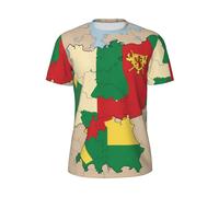 Map04 Drapeau de Rhénanie du Nord-Westphalie Imprimé Hommes Confort Manches Courtes Mode Léger T-Shirt Gym Running Casual Wear, Noir/blanc, 5XL