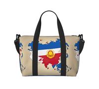 Map04 Sac de voyage à bandoulière avec fermeture éclair Motif drapeau mongol abstrait décontracté pour week-end et salle de sport shopping, Noir , Taille unique, Sac de voyage