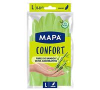 MAPA - Confort - Gants de Ménage Textile Fibres de Bambou - Garde les mains Fraiches et Sèches - Taille L