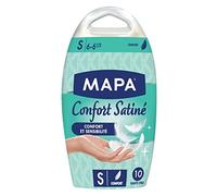 MAPA - Confort Satiné - Gants Fins en Latex satiné Non Poudrés - Effet seconde peau - Confort et Sensibilité - 1 boîtes de 10 gants - Taille S