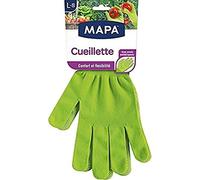 MAPA - Cueillette - Gant de Jardinage chaussette Textile Ultra Flexible - Effet Seconde Peau - Pictos Anti-dérapants pour la cueillette des fruits et légumes - 1 paire - Taille L