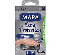 MAPA - Extra Protection - Gants Fins en Vitrile Non Poudrés - Recyclables avec TerraCycle® - Solidité et Protection - Boîte de 40 gants - Taille L, Noir