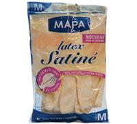 MAPA - Sensibilité - Gants de Ménage en Latex Intérieur Coton et Soie - Grand Confort d'utilisation et Extra Doux - Taille M - Lot de 3