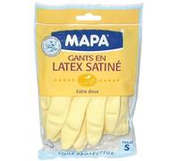 MAPA - Sensibilité - Gants de Ménage en Latex Intérieur Coton et Soie - Grand Confort d'utilisation et Extra Doux - Taille S - Lot de 3 paires
