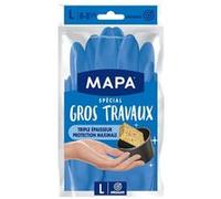 MAPA Gants de ménage Gros Travaux - Doublure textile et triple épaisseur - Taille L (8/8.5)