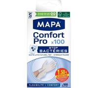 MAPA - Confort Pro - Gants Fins Ménagers en Latex - Recyclables avec TerraCycle - Flexibilité et Confort maximal - 1 boîte de 100 gants - Taille S