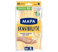 MAPA Gants en latex naturel satiné taille M - Paire avec intérieur coton recy t soie - Confort doux et dextérité pour un ménage sain et conscient - 60 g - Lot de 4