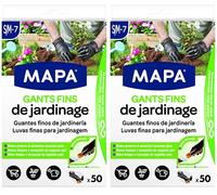 Mapa - Gants Fins de Jardinage x 50 - Dextérité et Résistance - Nitrile et Vinyle - Boîte distributrice de 50 gants fins - Noirs - Taille S/M (Lot de 2)