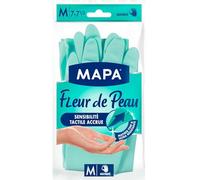 MAPA Gants Fleur de Peau en Nitrile Taille M - Sensibilité Tactile Accrue pour Travaux de Précision, Intérieur Coton, 1 Paire - Lot de 3