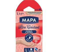 MAPA Gants nitrile jetables ultra résistants sans latex grip texturé Taille S 10 gants