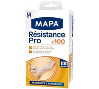 MAPA Gants Résistance Pro en vinyle sans latex - Boîte de 100 gants taille L - Intérieur poudré pour un enfilage facile - Protection et sensibilité optimales - Lot de 2