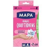 MAPA Gants Usages Quotidiens - Lot de 50 gants fins taille M - Hypoallergéniques sans latex - Recyclables et résistants pour un entretien sain - Lot de 3