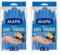 Mapa - Gros Travaux - Gants de Ménage Doublure Textile et Triple Epaisseur - Idéal gros travaux d'intérieur - 1 paire - Taille L (Lot de 2)