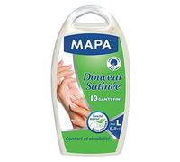 Mapa Gants Confort – 2 boîtes de 10, satinés fins en latex non poudrés – Taille L