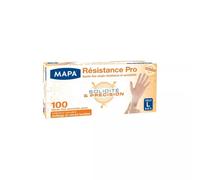 MAPA - Résistance Pro - Gants Fins en Vinyle Non Poudrés - Recyclables avec TerraCycle® - Solidité et Précision - Sans Latex - 1 boîte de 100 gants - Taille L