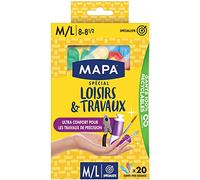 MAPA - Spécial Loisirs & Travaux - Gants Fins en Vinyle Poudrés - Recyclables avec TerraCycle® - Confort et Dextérité - Boîte de 20 gants - Taille M/L