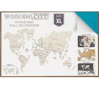Puzzle en bois - Carte du monde, à monter soi-même - couleur bleue (120 x 80 cm) | Wooden City