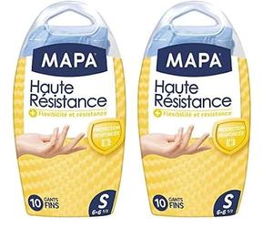 MAPA - Ultra Résistant - Gants Fins en Nitrile Non Poudrés - Flexibilité et Résistance - Préhension optimale et extérieur renforcé - 1 boîte de 10 gants - Taille S (Lot de 2)
