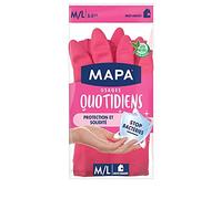 MAPA - Usages Quotidiens - Gants de Ménage en Latex intérieur Coton - Protection et Solidité - 1 paire - Taille M/L