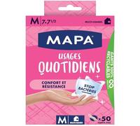 MAPA - Usages Quotidiens - Gants de ménage Fins en Vinyle Non Poudrés - Confortables - Boîte de 50 gants - Taille M
