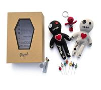 Mapanoli Ensemble de poupées Voodoo XL - Noir & Blanc avec aiguilles, épingles et porte-clés - Ensemble de décorations et cadeaux humoristiques