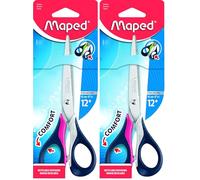 Maped - 1 Paire de Ciseaux Sensoft à Anneaux souples et ergonomiques 16cm pour Droitiers - Coloris Aléatoire Bleu, Rose ou Rouge - Vendu à l'unité (Lot de 2)