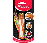 Maped 1 Surligneur Fluo Peps Roller pour Usage Scolaire et Professionnel avec Roulette Tampon Innovant - Ne Sèche pas et Sans Bavures pour toutes encres - Orange 746325