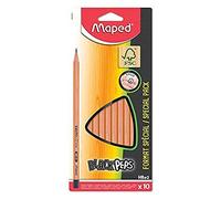 Maped - 10 Crayons Graphite Black'peps - 10 Crayons A Papier Hb Embout Peint - Ergonomique Et Triangulaire - Crayons En Bois Certifie 100% Fsc