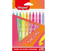 Maped Feutres de coloriage NEON – Effet néon, pointe moyenne – Boîte de 10