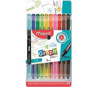 Maped Feutres Graph'Peps Deco – Pointe fine 0,4 mm résistante – Confort d'écriture – 10 couleurs