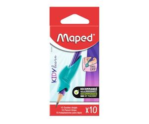 Maped - 10 Guides Doigts Amovibles pour Crayon Gris - Guide-doigts en Forme de Requin Bleu - Matière Soft - Outil d’aide à l'apprentissage de l'Ecriture pour Enfants