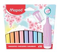 Maped – Surligneurs Pastel 10 – Pointe biseautée – Longue durée – Usage scolaire et professionnel