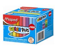 Maped - Craies fines pour tableau noir et ardoise naturelle - Boîte de 100, 10 couleurs vives