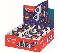 Maped 119523 Maped Gomme plastique Pyramide PIXEL PARTY, présentoir de 24 pièces
