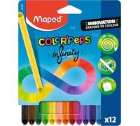 Maped - 12 crayons de Couleur Color'Peps Infinity - Sans Taillage