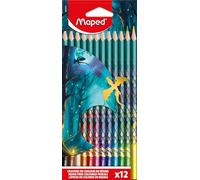 Maped - Crayons de couleur Dragon - Pour enfants, résine, mine résistante, triangulaire - 12 crayons