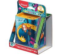 Maped - 12 Crayons de Couleur Infinity Jumbo - 100% Mine, 100% Utilisable - Zéro Déchet - Sans Taillage - Forme Triangulaire Ergonomique - Boite métal Jungle Fever - Dès 2 Ans