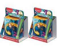 Maped - 12 Crayons de Couleur Infinity Jumbo - 100% Mine, 100% Utilisable - Zéro Déchet - Sans Taillage - Forme Triangulaire Ergonomique - Boite métal Jungle Fever - Dès 2 Ans (Lot de 2)