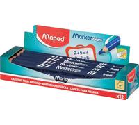 MAPED 12 Crayons de Couleur Noirs pour Ardoise Marker'peps Wood Crayons Format Jumbo, Corps Triangulaire Mine Grasse, Bois FSC Effaçables à Sec Noir