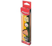 Maped – Crayons à papier Black’Peps H – Graphite, forme triangulaire ergonomique, boîte de 12, gris