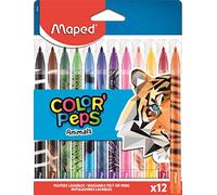 Maped 12 Feutres de Coloriage Animals décorés Color'Peps