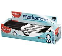 Maped - 12 Feutres Effaçables à Sec Marker’Peps - Feutres Ardoises et Tableaux Blancs - Marqueurs Non Permanents - Pointe Medium 1,5 mm - Noir