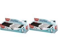 Maped - 12 Feutres Effaçables à Sec Marker’Peps - Feutres Ardoises et Tableaux Blancs - Marqueurs Non Permanents - Pointe Medium 1,5 mm - Noir (Lot de 2)