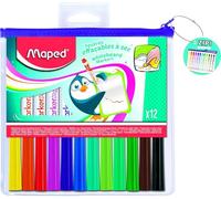Maped – Marker’Peps 12 feutres effaçables à sec – Pointe 1,5 mm – Trousse zippée