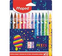 Maped - 12 Feutres Pixel Party - Feutre de coloriage - Couleur pour Dessin enfants - lavable avec Pointe Moyenne Bloquée